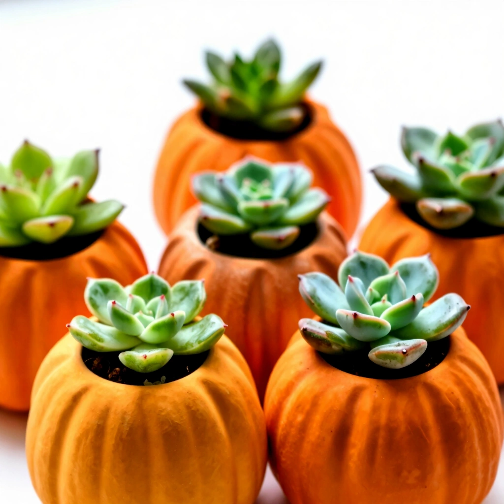 6. Pumpkin-Shaped Succulent Planter