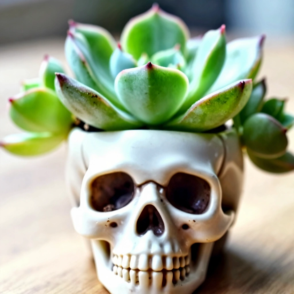 9. Mini Succulent Skull Planter
