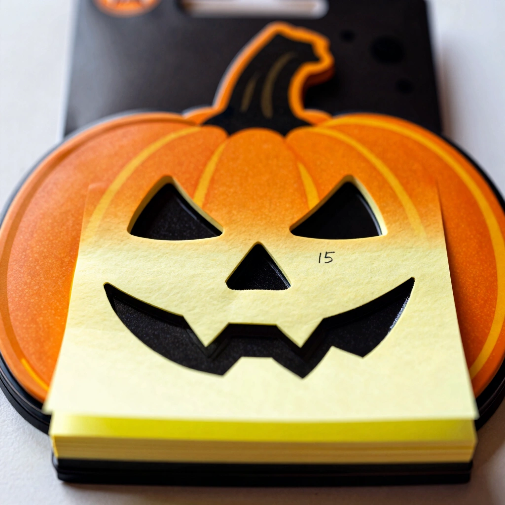 15. Spooky Sticky Note Pumpkin